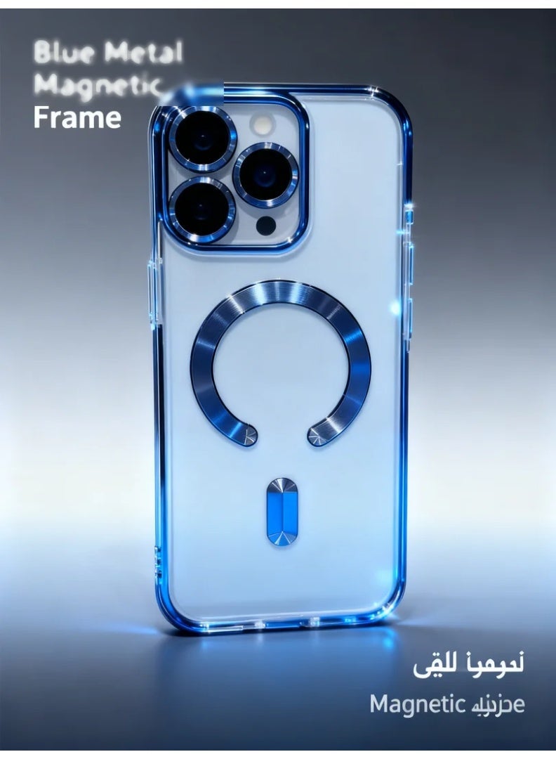 robotgcc Magnetic Phone Case for iPhone 17 Pro Max with Transparent Electroplated Frame, Built-In Lens Protection, Shockproof Soft TPU Cover, Strong Magnetic Ring Compatible with Magnetic Charging, Anti-Drop Clear Protective Case with Camera Guard and Full Edge Coverage - Image 3